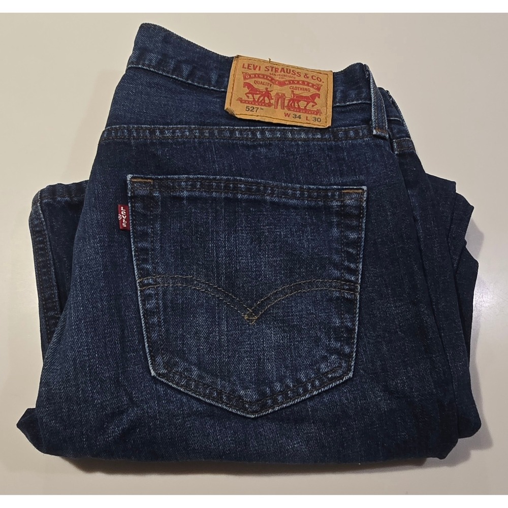 Levi Strauss Co 527 Mens Jeans Dark Wash Bootcut W34 L30 - Picture 2 of 4